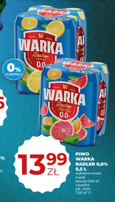 Piwo bezalkoholowe Warka Radler Cytryna 4-pak promocja w Duży Ben
