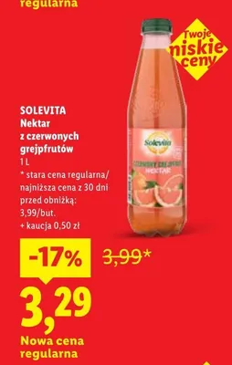 Nektar z czerwonych grejpfrutów Solevita promocja w Lidl