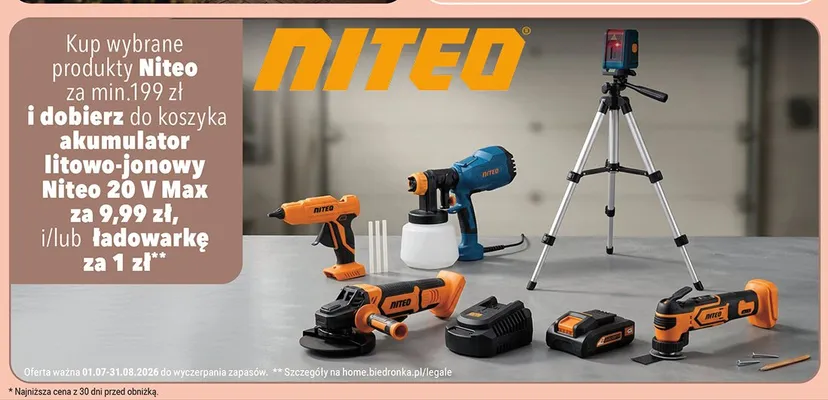 Akumulator litowo-jonowy Niteo 20V Max promocja w Biedronka