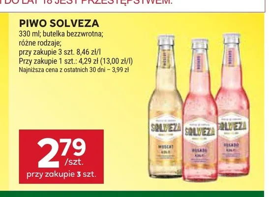 Piwo Solveza Frizzante promocja w Stokrotka