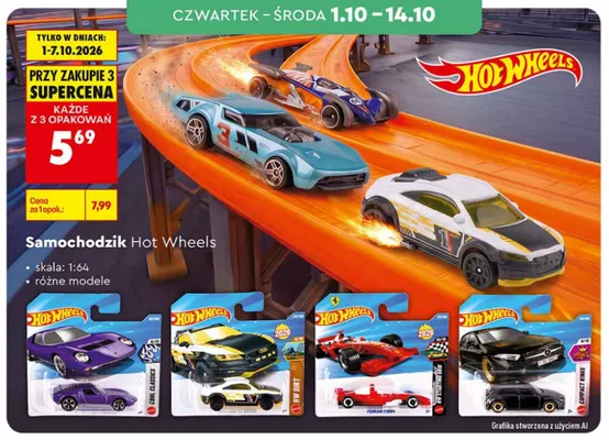 Samochodzik 1:64 Hot wheels promocja w Biedronka
