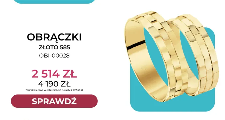 Obrączki złoto 585 OBI-00028 Briju promocja w Briju