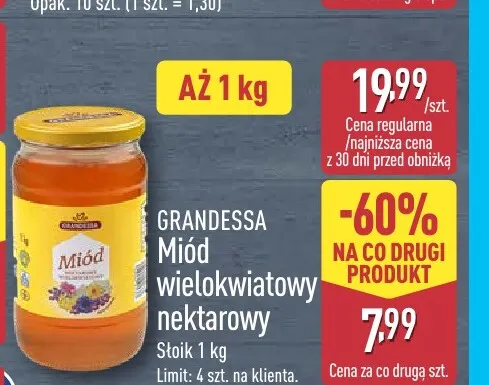 Miód wielokwiatowy nektarowy Grandessa promocja w Aldi