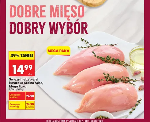 Świeży filet z piersi kurczaka Mega Paka Kraina Mięs promocja w Biedronka