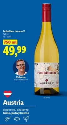 Wino białe półwytrawne Forbidden Laurenz V. promocja w Lidl