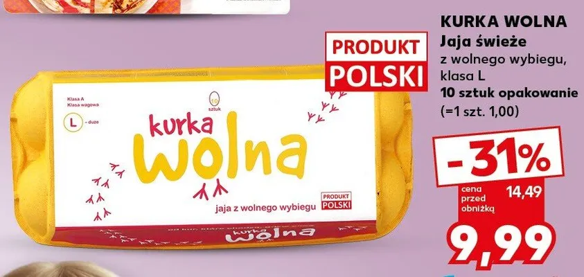 Jaja świeże z wolnego wybiegu klasa L promocja w Kaufland
