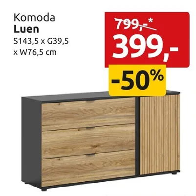 Komoda Luen S143,5xG39,5xW76,5cm promocja w Black Red White