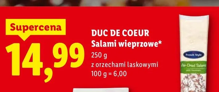 Salami wieprzowe z orzechami laskowymi promocja w Lidl