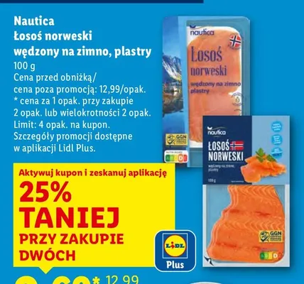 Łosoś norweski wędzony na zimno, plastry promocja w Lidl