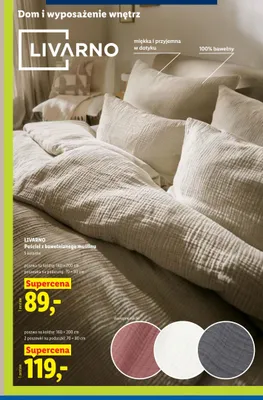Pościel z bawełnianego muślinu Livarno 160x200 cm promocja w Lidl