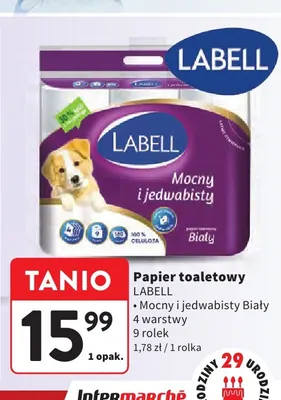 Papier toaletowy Mocny i jedwabisty biały 4 warstwy Labell promocja w Intermarche