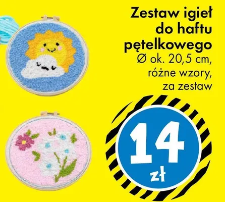 Zestaw igieł do haftu petełkowego Ø ok. 20,5 cm, różne wzory promocja w Tedi