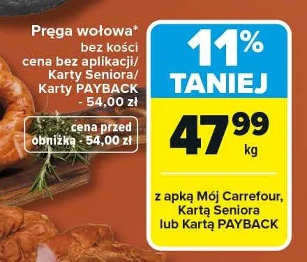 Pręga wołowa bez kości promocja w Carrefour
