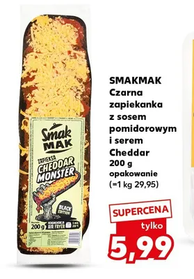 Czarna zapiekanka z sosem pomidorowym i serem Cheddar Smakmak promocja w Kaufland