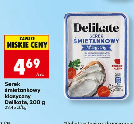 Serek śmietankowy klasyczny Delikate promocja w Biedronka