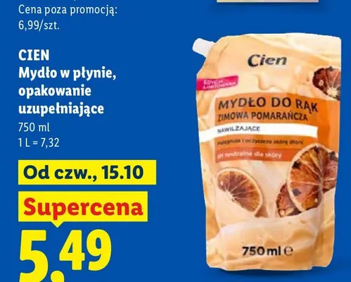 Mydło w płynie opakowanie uzupełniające Cien promocja w Lidl
