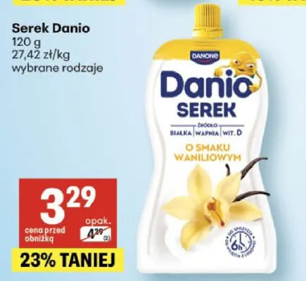 Serek Danio o smaku waniliowym promocja w Delikatesy Centrum