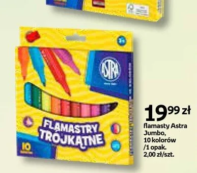 Flamastry trójkątne Astra Jumbo 10 kolorów promocja w Empik