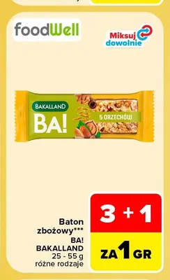 Baton zbożowy 5 orzechów BA! Bakalland promocja w Carrefour Market