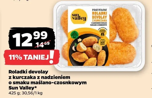 Roladki devolay z kurczaka z nadzieniem o smaku maślano-czosnkowym 425 g promocja w Netto