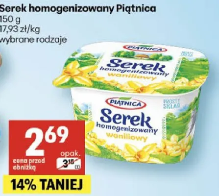 Serek homogenizowany Piątnica waniliowy promocja w Delikatesy Centrum