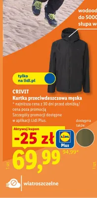 Kurtka przeciwdeszczowa męska Crivit promocja w Lidl