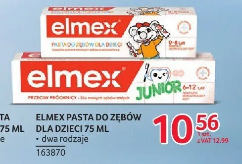 Pasta do zębów dla dzieci Elmex 0-6 lat promocja w Selgros
