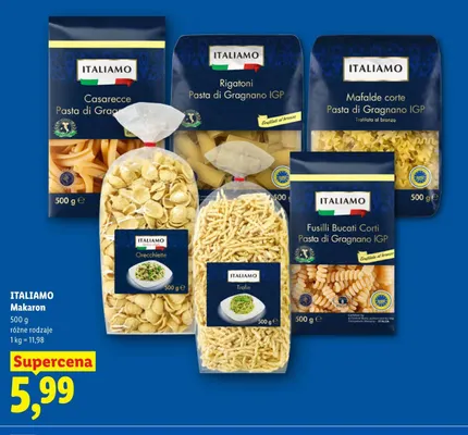 Makaron Rigatoni Italiamo promocja w Lidl