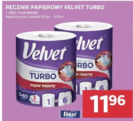 Ręcznik papierowy Velvet Turbo 3-warstwowy promocja w Stokrotka