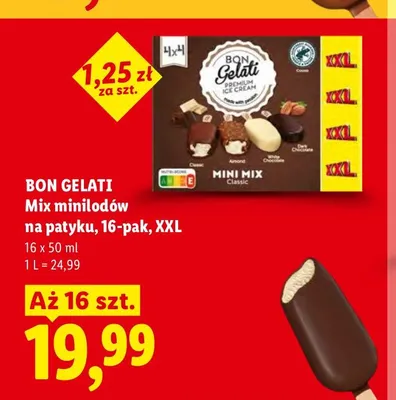 Mix minilodów na patyku Bon Gelati Mini Mix Classic XXL 16-pak promocja w Lidl