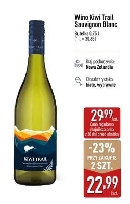 Wino Kiwi Trail Sauvignon Blanc promocja w Aldi