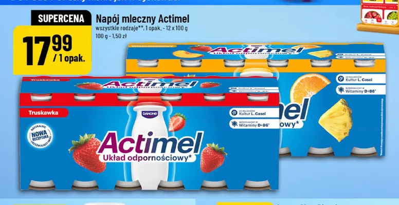 Napój mleczny Actimel wieloowocowy 12-pak promocja w POLOmarket