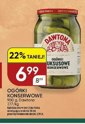 Ogórki konserwowe Dawtona promocja w Chata Polska