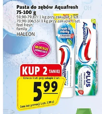 Pasta do zębów Aquafresh feel fresh promocja w Prim Market