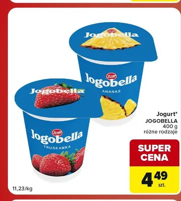 Jogurt Jogobella Zott z truskawkami promocja w Carrefour Market