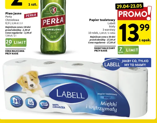 Papier toaletowy Labell biały 3 warstwy promocja w Intermarche