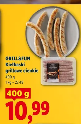 Kiełbaski grillowe cienkie Grill & Fun promocja w Lidl