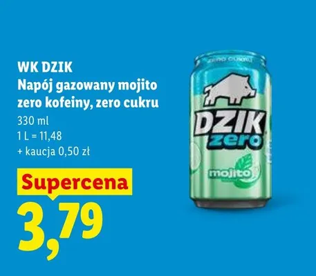 Napój gazowany mojito zero kofeiny zero cukru WK Dzik promocja w Lidl
