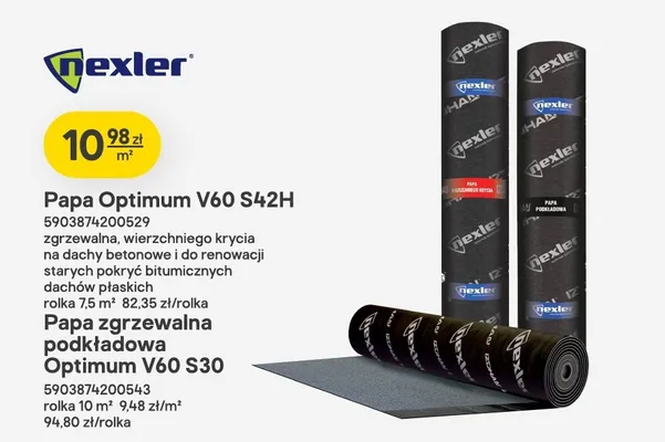 Papa zgrzewalna podkładowa Optimum V60 S30 Nexler promocja w Castorama