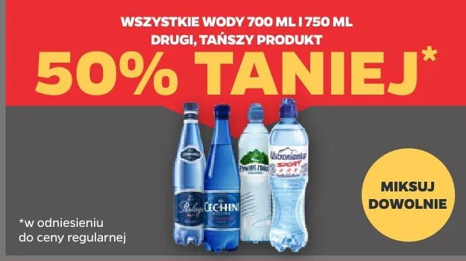 Wszystkie wody 700 i 750 ml DRUGA -50% Netto promocja w Netto