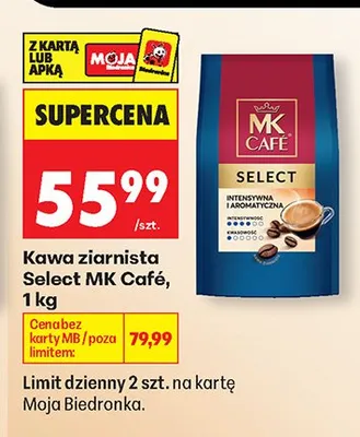 Kawa ziarnista Select MK Café promocja w Biedronka