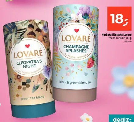 Herbata liściasta Lovare Champagne Splashes 80g promocja w Dealz