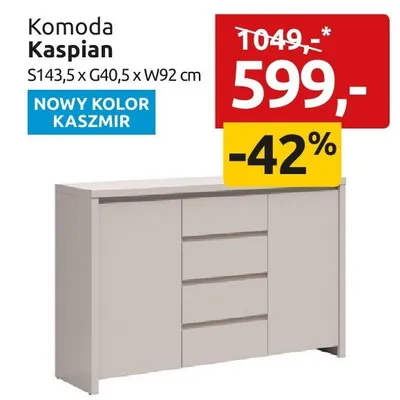 Komoda Kaspian S143,5xG40,5xW92cm kolor kaszmir promocja w Black Red White