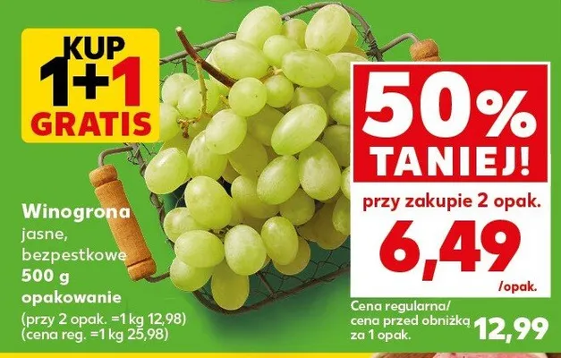 Winogrona jasne, bezpestkowe promocja w Kaufland