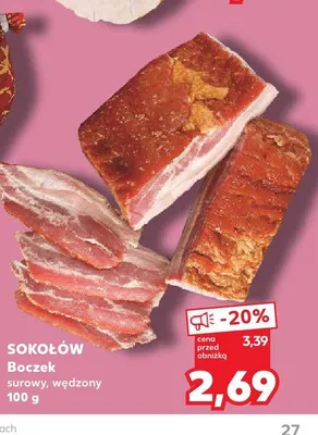 Boczek surowy wędzony Sokołów promocja w Kaufland