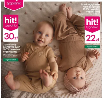 Legginsy niemowlęce chłopięce 2-pak 100% bawełny organicznej promocja w Pepco