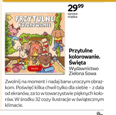 Kolorowanka Przytulne kolorowanie Święta Zielona Sowa promocja w Empik