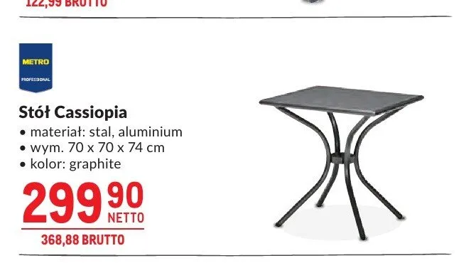 Stół Cassiopia stal aluminium 70x70x74cm promocja w Makro