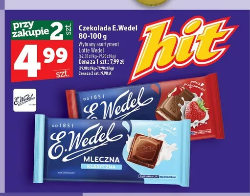 Czekolada mleczna klasyczna E.Wedel promocja w TOPAZ