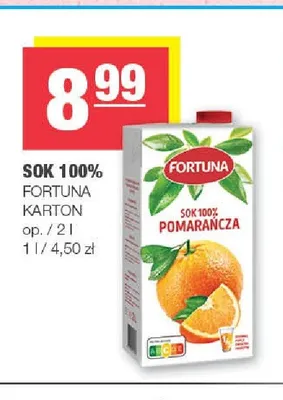 Sok 100% Pomarańcza Fortuna Karton promocja w SPAR